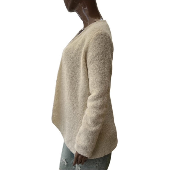 Cárdigan de baby Alpaca bucle, crema