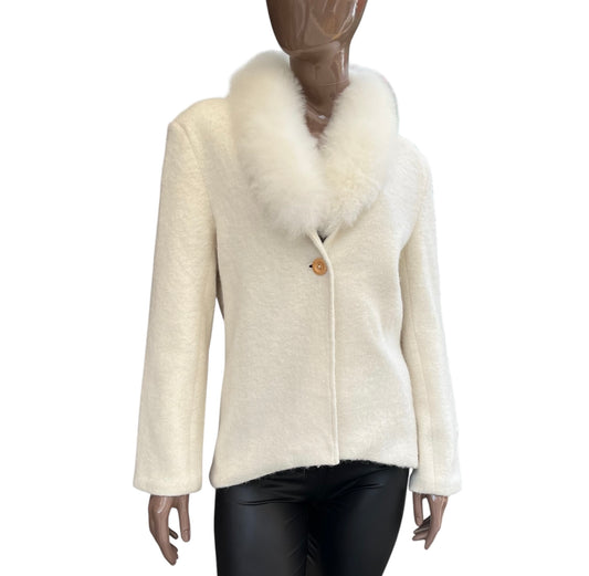 Blazer tejido de Alpaca bebé con aplicaciones de piel