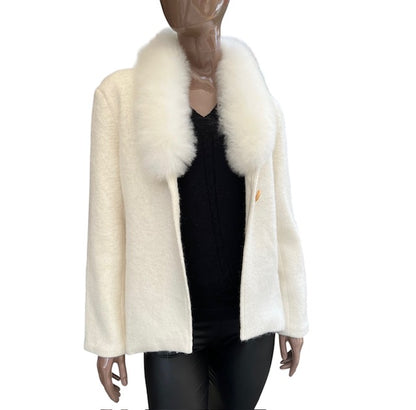 Blazer tejido de Alpaca bebé con aplicaciones de piel