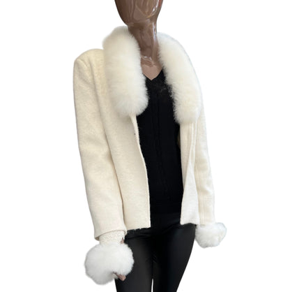 Blazer tejido de Alpaca bebé con aplicaciones de piel