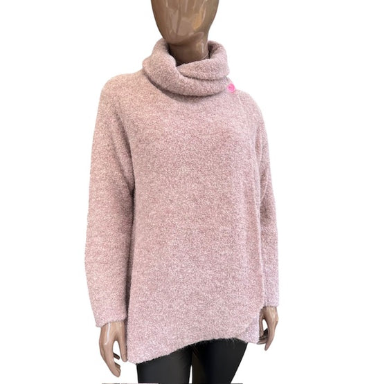 NORA - Saco tejido con baby Alpaca bucle, color palo de rosa