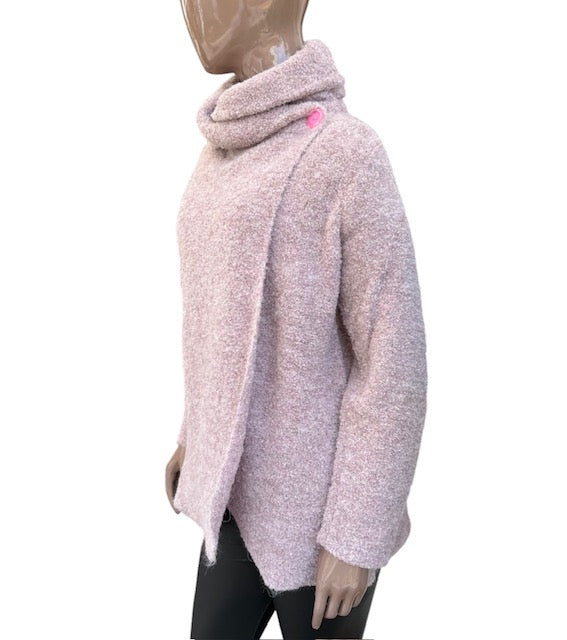 NORA - Saco tejido con baby Alpaca bucle, color palo de rosa